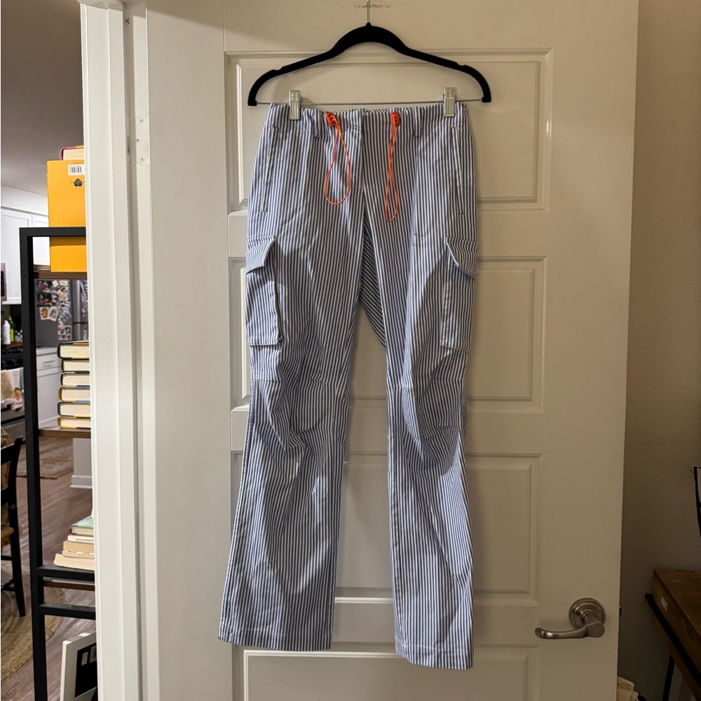 Miaou Striped Blue and White Straight Leg Pants - Picture 2 of 8